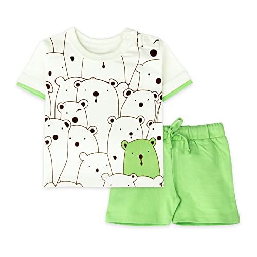 ARIEL Baby Boys & Baby girls Cotton Printed Round Neck Half Sleeve T-shirt & Short Trendy Summer Clothing Sets