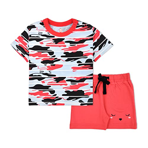 ARIEL Baby Boys & Baby girls Cotton Printed Round Neck Half Sleeve T-shirt & Short Trendy Summer Clothing Sets