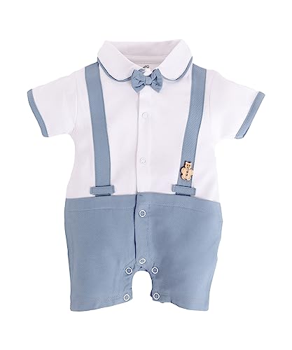 BabyGo 100% Cotton Romper/Summer clothes/Creeper/new born/infent wear/for baby Boys (6-12 Months, SKY)