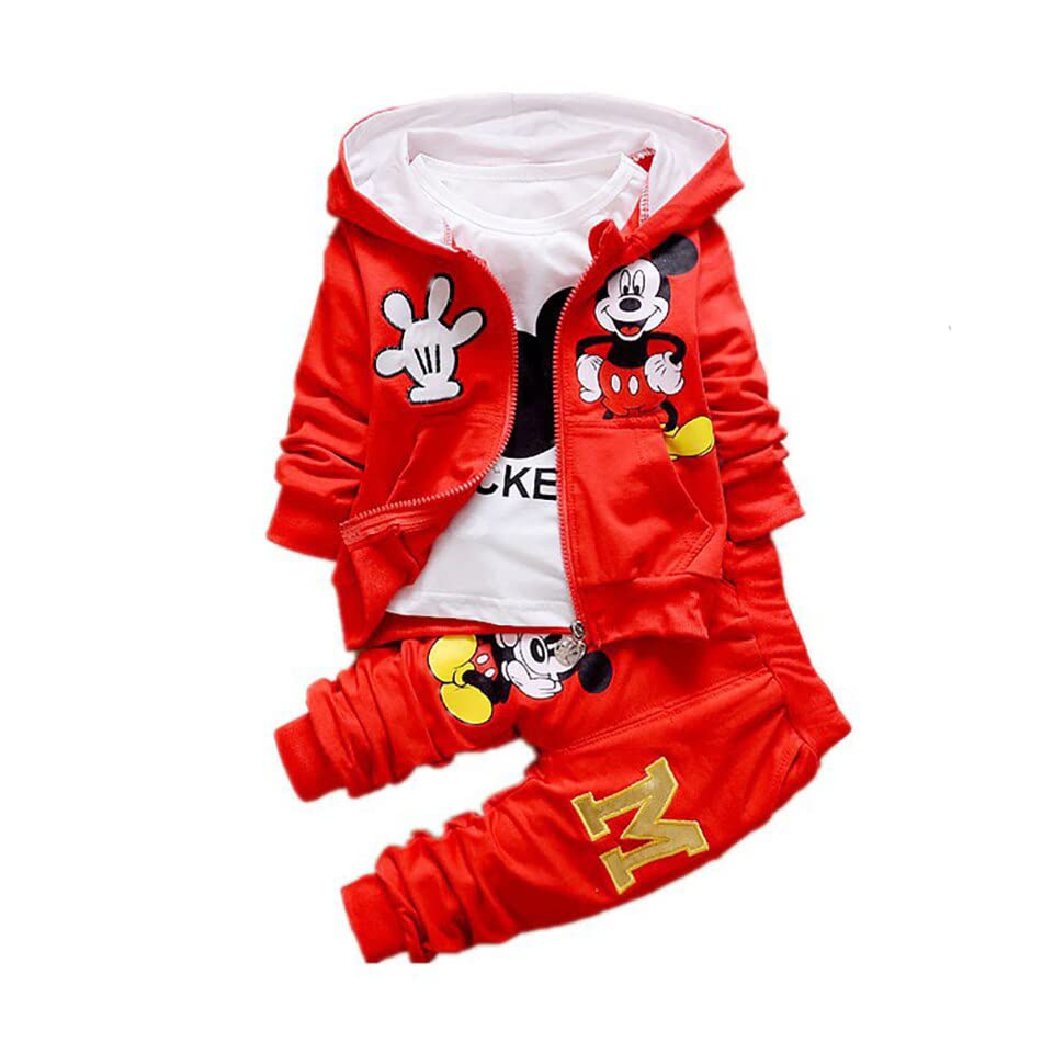 Bold N Elegant Cartoon Kid's Winter T-shirt with Hood Jacket & Jogger Pant 3 piece Clothing Set for Infant Toddler Baby Boy Girl Kids