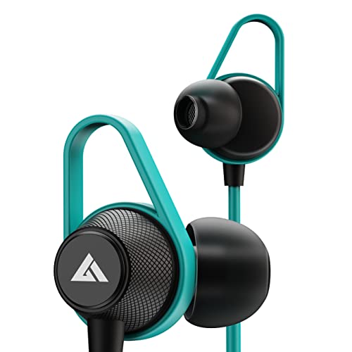 Boult Audio Bassbuds Loop 2 Wired in Ear Earphones with Mic, 10mm Powerful Driver for Extra Bass with Customizable Ear Loop (Teal Blue)