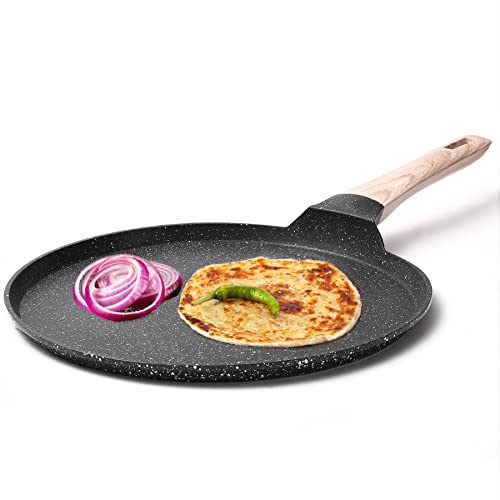 CAROTE 28CM Induction Dosa Tawa Non Stick Pan, Granite Tawa for Roti, Flat Dosa Tava, Induction Roti Tawa, Anti-Bulge Tawa, Non Stick Tawa