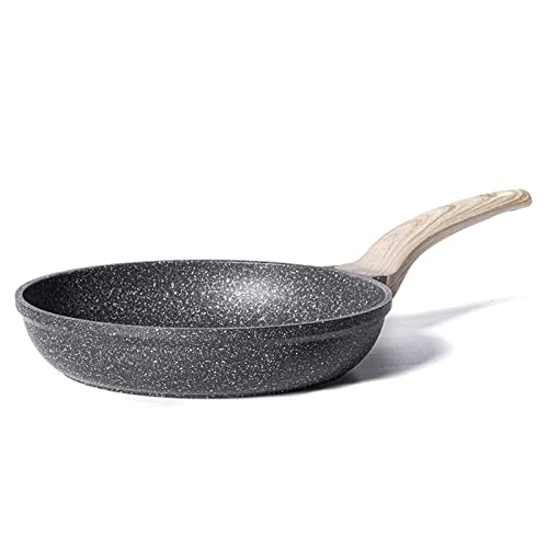 CAROTE Non Stick Frying Pan, Granite Omelet Egg Pan, Induction&Gas Fry Pan, Fish Pan, PFOA Free (20 CM, Steel Grey Granite)