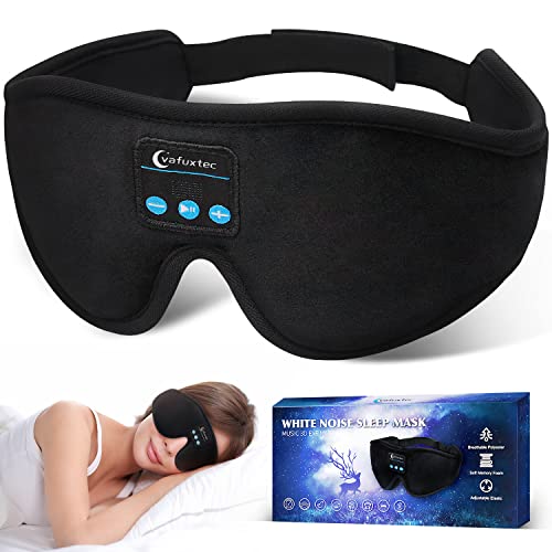 CLEANUX ZONE Sleep Headphones Bluetooth Sports Headband, Wireless Sports Headband Headphones with Speakers Perfect for Workout,Yoga,Insomnia,Side Sleepers,Air Travel (3D Bluetooth Eye MASK, Black)