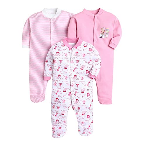 EIO 100% Cotton Rompers/Sleep suits/Jumpsuit/Night Suits for Baby Boys & Girls, Infants, New Born pack of 3