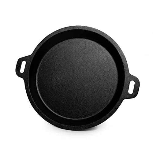 EUGOR Now in India Super Smooth Cast Iron Pre-Seasoned with Organic Cooking Oil (Fish Fry Pan, Omelette, Egg, Pizza, Dosa, Appam Pan),10 Inches, Black