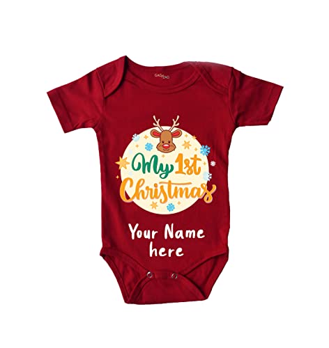 Gagzag Customised Christmas Special Baby Romper | Red | Baby Clothes | Baby Boy | Baby Girl | Bodysuit | Cute Printed Onesie