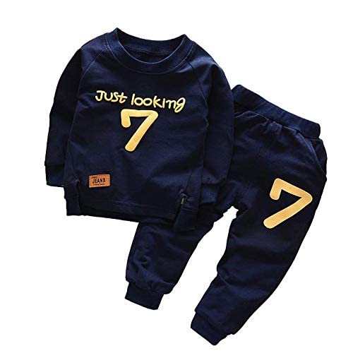 Googogaaga Boy's Cotton Full Sleeves Sweatshirt with Pant in Navy Blue Color (18-24 Months)