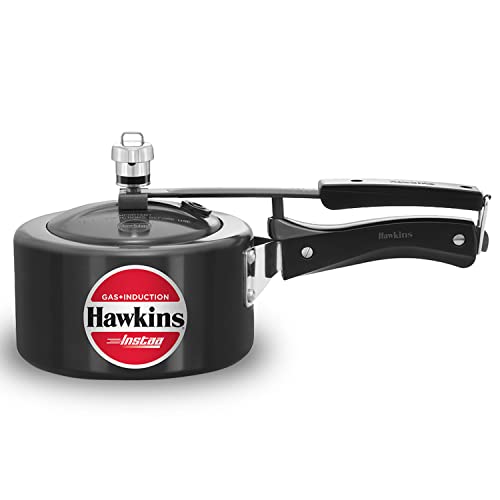 Hawkins 1.5 Litre Instaa Pressure Cooker, Induction Inner Lid Cooker, Tall Body Hard Anodised Cooker, Best Black Cooker, Black (Iih15), 1.5 Liter