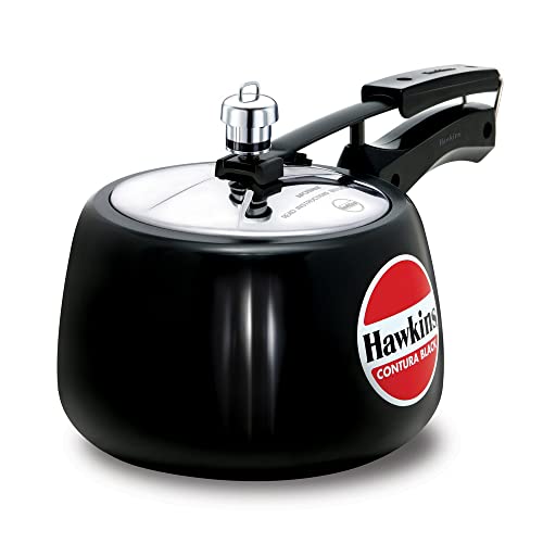 Hawkins 3 Litre Contura Black Pressure Cooker, Hard Anodised Inner Lid Cooker, Handi Cooker, Black (CB30)