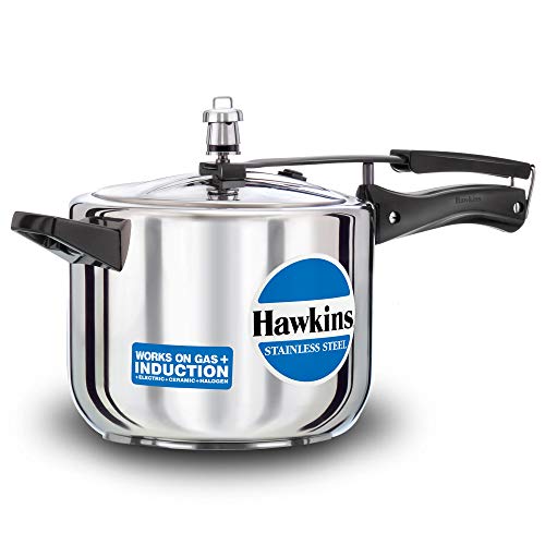 Hawkins 5 Litre Pressure Cooker, Stainless Steel Inner Lid Cooker, Induction Cooker, Silver (Hss50), 5 Liter