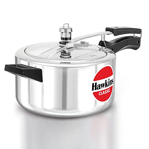 Hawkins Classic Aluminium Inner Lid Pressure Cooker, 4 Litre, Silver (CL40)