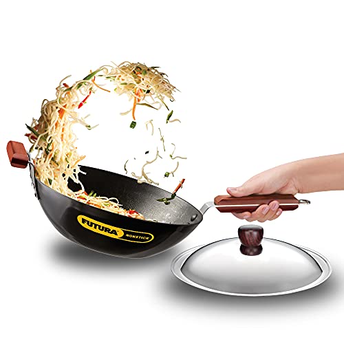 Hawkins Futura Stir-Fry WOK 3 Litre with SS Lid and Induction Compatible Base (Aluminium, Black)