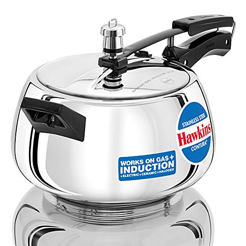 Hawkins Stainless Steel Contura Induction Compatible Inner Lid Pressure Cooker, 5 Litre, Silver (SSC50)