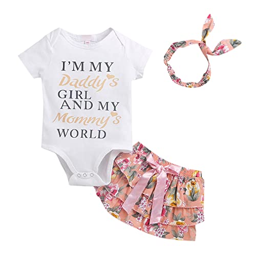 Hopscotch Baby Girls Cotton and Polyester Text Print Onesie And Skirt Set with Headband in White Color