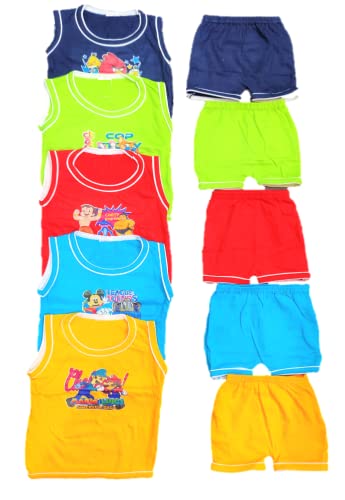 Jimmy Jammy Baby Boy & Girl Unisex Summer Dress 100% Pure Cotton T-shirt and Shorts - Pack of 5 T-shirt + 5 Shorts Multi colored