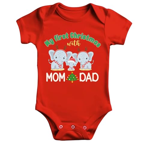 Lillypupp My first Christmas with mom dad romper for baby boy girl | Christmas dress clothes outfit for photography.