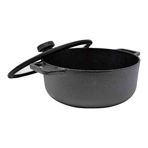 Meyer Pre-Seasoned Cast Iron Dutch Oven/Biryani Pot with Glass Lid, 24cm