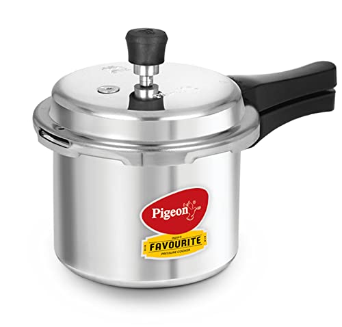 Pigeon By Stovekraft Special Aluminium Pressure Cooker with Outer Lid Induction and Gas Stove Compatible 3 Litre Capacity for Healthy Cooking (Silver)