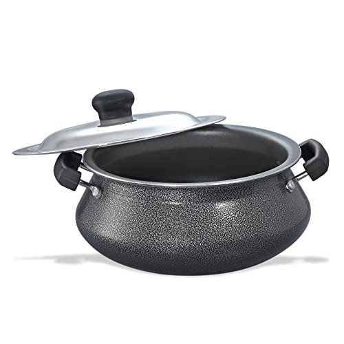 Prestige 4 litres Omega Select Plus 20 Cm Non Stick Junior Handi Dupont Teflon Non-Stick Coating | Black | Scratch Resistant | Stainless Steel Lid | PFOA Free