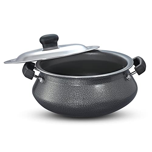 Prestige 5 litres Omega Select Plus Non-Stick Handi | 3 Layer Non-Stick Coating |Black | Stainless Steel Lid | Scratch Resistant | Sturdy Handles