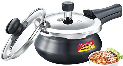 Prestige Deluxe Duo Plus Induction Base Aluminium Outer Lid Pressure Cooker (2 Litres, Black)