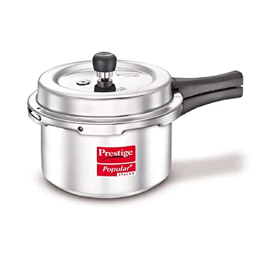 Prestige Popular Plus Svachh Virgin Aluminium Gas and Induction Compatible Outer Lid Pressure Cooker, 2 L (Silver)