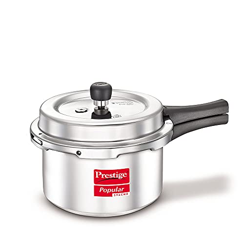 Prestige Popular Svachh Virgin Aluminium Spillage Control Outer Lid Pressure Cooker, 3 L (Silver)