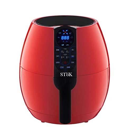 SToK Plastic (St-Afd11-Red) 4 Liters 1500W Smart Rapid 3D Air Technology Digital Air Fryer With Double Layer Grill (1 Year Offsite Warranty)