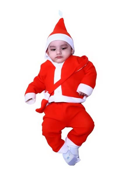 VeeCraft Santa Claus Dress, Kids Costume for Christmas for Newborn to 3 Month Baby, Kids, Toddler (Size-0 Unisex, Age:- 0 Months To 3 Months)