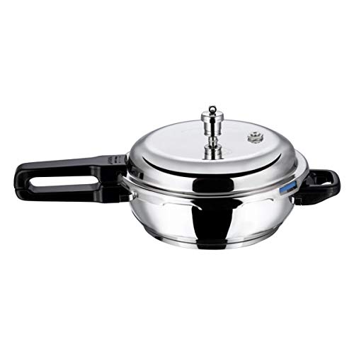 Vinod 18/8 Stainless Steel Outer Lid Sandwich Bottom Deep Pan Pressure Cooker - 3.5 Litres Junior (Induction and Gas Stove Friendly) Silver, ISI Certified with 2 Years Warranty