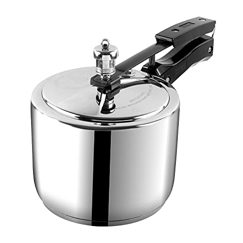 Vinod 18/8 Stainless Steel Pressure Cooker Inner Lid 2 Litre | Unique Sandwich Bottom Cooker | Induction and Gas Base | ISI and CE certified | 2 Years Warranty