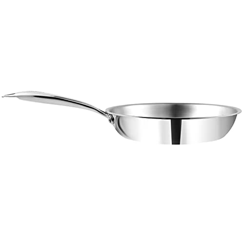 Vinod Platinum Triply Stainless Steel Frypan 24 cm | 2.5 mm Thick | Steel Pan | Scratch Resistant, Non Toxic | 5 Year Warranty | Induction & Gas Friendly, Heavy Bottom