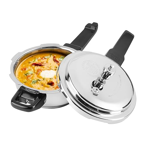 Vinod Platinum Triply Stainless Steel Pressure Cooker Mini - 2 Litre | SAS Bottom Pan Cooker | Induction and Gas Base Cooker | ISI and CE certified | 2 Years Warranty