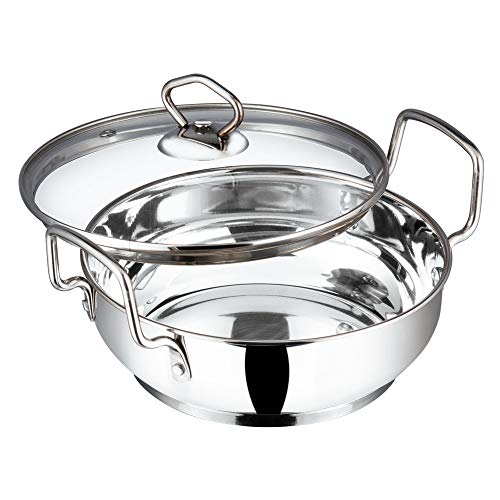 Vinod Stainless Steel Kadai with Glass Lid with Riveted Handles- Diameter 26 cm, Capacity 4 Litre (Induction and Gas Stove Friendly), 2 Years Warranty, Silver