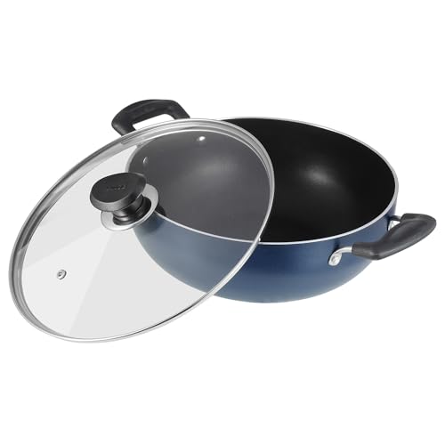 Vinod Zest Non-Stick Deep Kadai/Kadhai with Glass Lid- 20 cm, 2 LTR,Aluminium, Blue & Black