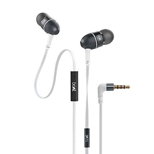 boAt Bass Heads 225 in-Ear Wired Headphones with Mic (Frosty White)