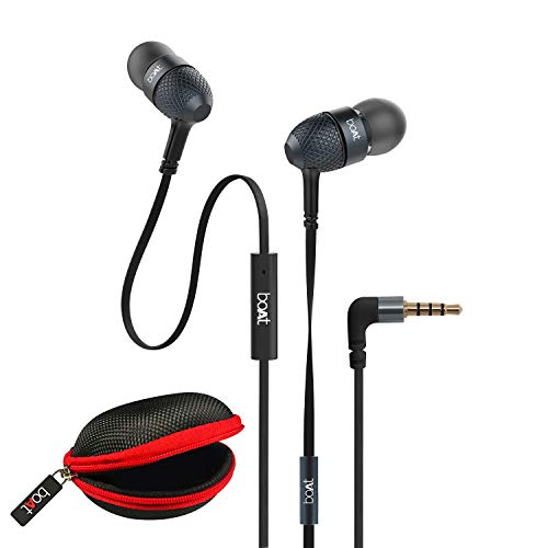 boAt Bassheads 225 Wired in Ear Earphone with Mic(Black, Carry Case)