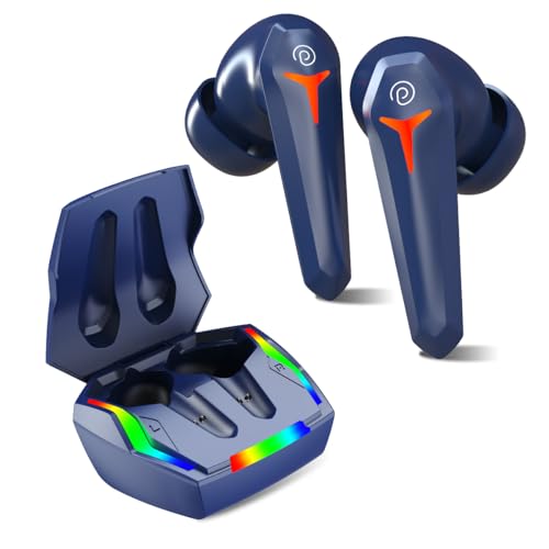 pTron Newly Launched Bassbuds Turbo TWS Earbuds, 40ms Gaming Low Latency, TruTalk AI-ENC Calls, Deep Bass, 45Hrs Playtime, HD Mic, in-Ear Bluetooth 5.3 Headphones, Type-C Fast Charging & IPX5 (Blue)