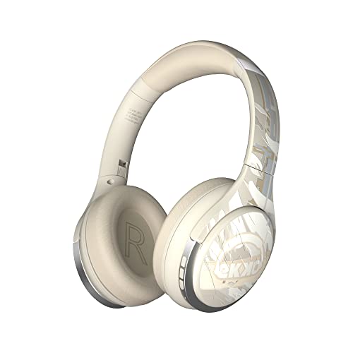 Ekko Skull PRO H03 - Wireless Headphones with ANC Active Noise Cancelling, Low Latency of 40 Milliseconds Upto 90 Hours Playback, Bluetooth On Ear Headphones with Mic, Max Bass, (White)