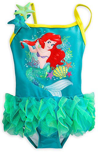Disney Store Little Girls' Princess Ariel Sequin Accents Deluxe Swimsuit, Size 5/6