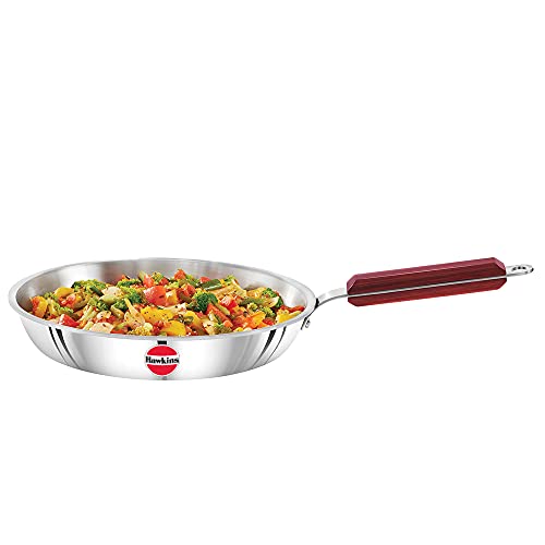 Hawkins 26 cm Frying Pan, Triply Stainless Steel Fry Pan, Induction Frying Pan, Frypan, Silver (SSF26)