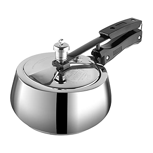 Vinod Europa Stainless Steel Handi Shape Inner Lid Pressure Cooker - 1.5 Litre | Sandwich Bottom Cooker | Induction and Gas Base | ISI and CE certified | 2 Years Warranty