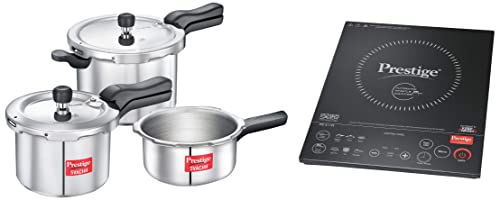 Prestige Svachh Aluminium 2+3+5 Litre Combo cooker with Induction Base + Prestige Induction Cooktop PIC 6.1 V3