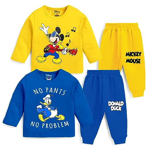 Kuchipoo Baby Boy Regular Fit Cotton T-Shirts and Pyjamas Set (© Disney-PSUT-104, 2-3 Years, Multi-Colored)