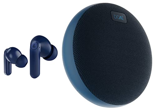 boAt Airdopes 121 PRO True Wireless in Ear Earbuds Signature Sound, Quad Mic ENx, Beast Mode for Gaming, 40H Playtime, IWP, IPX4, Battery Indicator Screen(Royal Blue) & Stone 180 5W Bluetooth