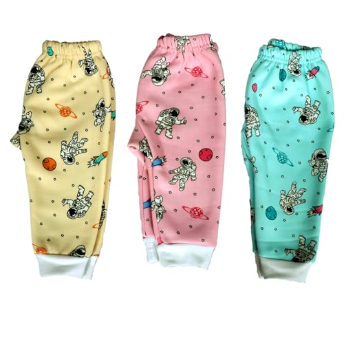 ARSIA Baby Kids Warm Fleece Pajama Pants, Winter Wear Trackpants for Baby Boys and Girls Baby Fleece Printed Winter Legging Pants Rib Pajamas Regular Fit garam Pajami Combo (Pack of 3) (2-3 Years)