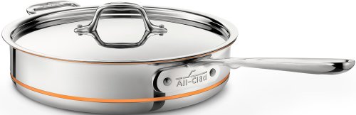 All-Clad 6403 SS Copper Core 5-Ply Bonded Dishwasher Safe 3-Quart Saute Pan with Lid/Cookware, Silver