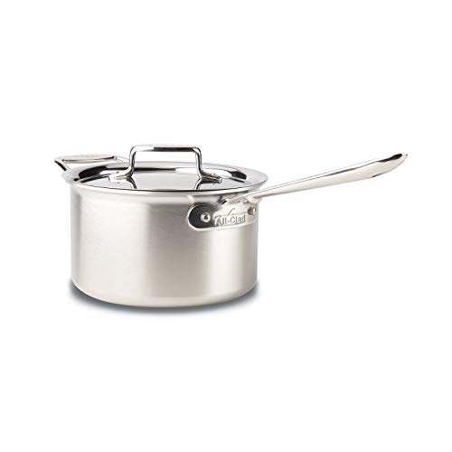 All-Clad BD55204 D5 Brushed 18/10 Stainless Steel 5-Ply Bonded Dishwasher Safe Sauce Pan with Lid Cookware, 4-Quart, Silver