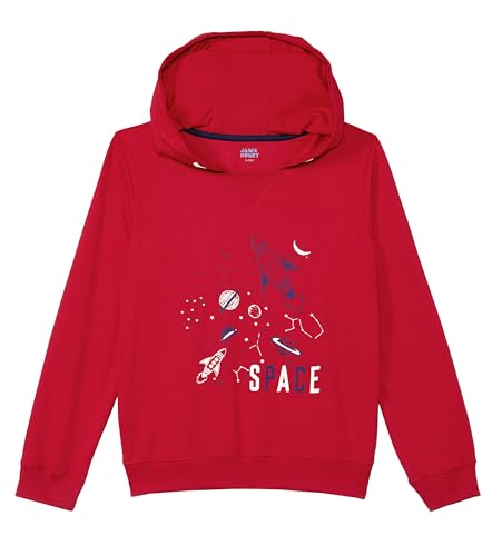 Amazon Brand - Jam & Honey Boys Cotton Hooded Neck Lightweight Sweatshirt (JHAW19BSWT926_Red_9-10 Years_Red 3_9 Years-10 Years)